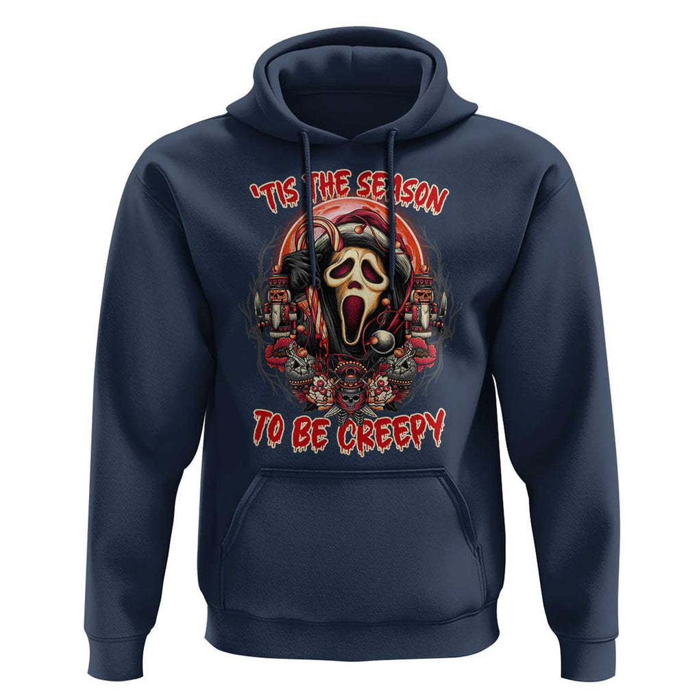 Halloween Christmas Hoodie Tis The Season To Be Creepy Ghost Horror Xmas TS11 Navy Print Your Wear