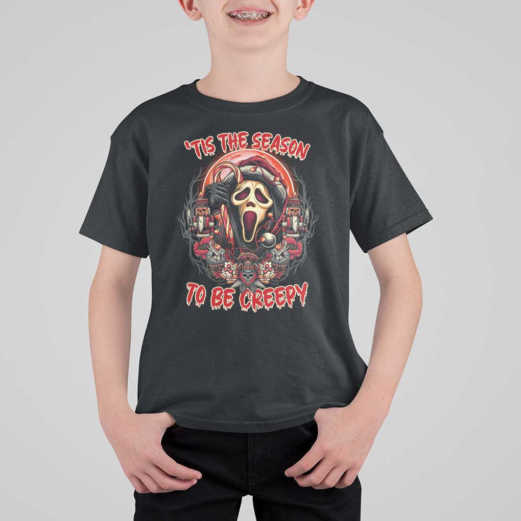 Halloween Christmas T Shirt For Kid Tis The Season To Be Creepy Ghost Horror Xmas TS11 Black Print Your Wear