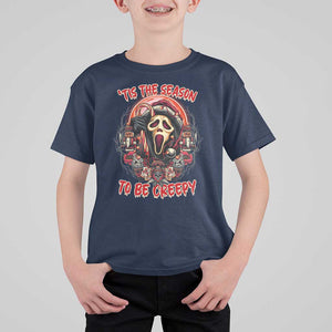 Halloween Christmas T Shirt For Kid Tis The Season To Be Creepy Ghost Horror Xmas TS11 Navy Print Your Wear