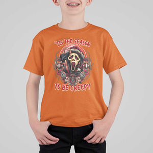 Halloween Christmas T Shirt For Kid Tis The Season To Be Creepy Ghost Horror Xmas TS11 Orange Print Your Wear