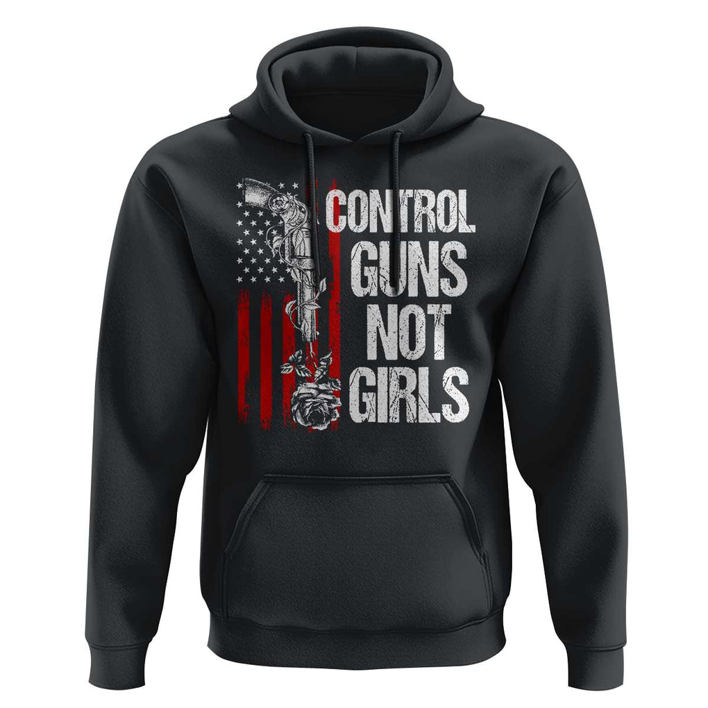 Harris Walz Feminist Hoodie Control Guns Not Girls Women's Rights Roses American Flag TS11 Black Print Your Wear