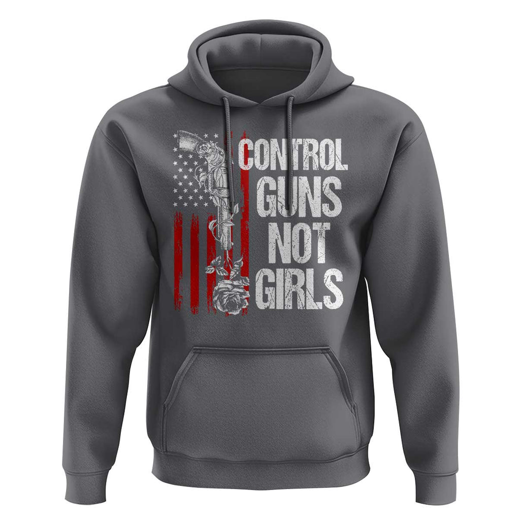 Harris Walz Feminist Hoodie Control Guns Not Girls Women's Rights Roses American Flag TS11 Charcoal Print Your Wear