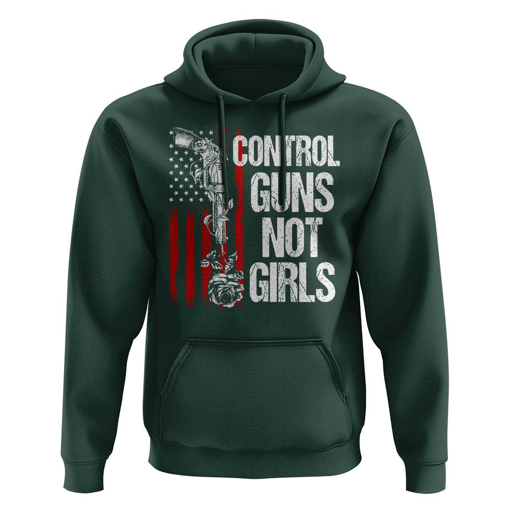 Harris Walz Feminist Hoodie Control Guns Not Girls Women's Rights Roses American Flag TS11 Dark Forest Green Print Your Wear