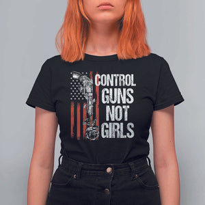 Harris Walz Feminist T Shirt For Women Control Guns Not Girls Women's Rights Roses American Flag TS11 Black Print Your Wear