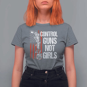 Harris Walz Feminist T Shirt For Women Control Guns Not Girls Women's Rights Roses American Flag TS11 Charcoal Print Your Wear