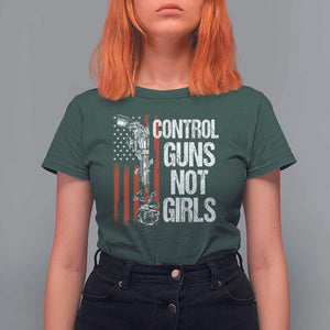 Harris Walz Feminist T Shirt For Women Control Guns Not Girls Women's Rights Roses American Flag TS11 Dark Forest Green Print Your Wear