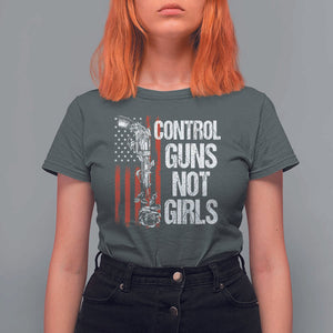 Harris Walz Feminist T Shirt For Women Control Guns Not Girls Women's Rights Roses American Flag TS11 Dark Heather Print Your Wear