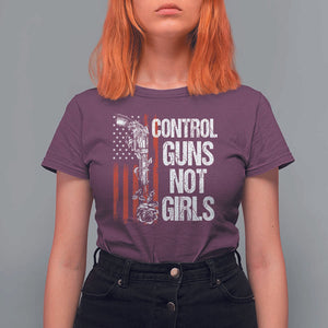 Harris Walz Feminist T Shirt For Women Control Guns Not Girls Women's Rights Roses American Flag TS11 Maroon Print Your Wear