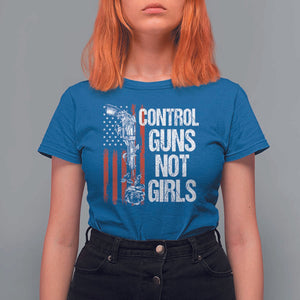 Harris Walz Feminist T Shirt For Women Control Guns Not Girls Women's Rights Roses American Flag TS11 Royal Blue Print Your Wear