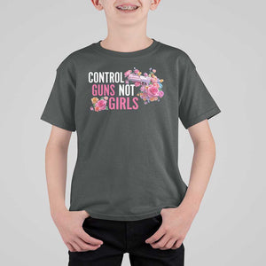 Harris Walz Feminist T Shirt For Kid Control Guns Not Girls Women's Rights Flower TS11 Dark Heather Print Your Wear