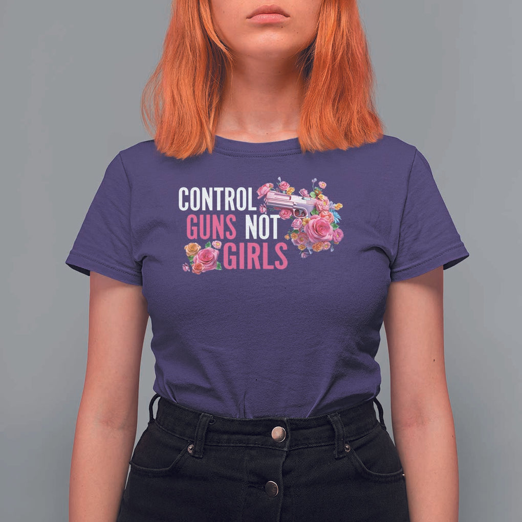 Harris Walz Feminist T Shirt For Women Control Guns Not Girls Women's Rights Flower TS11 Purple Print Your Wear