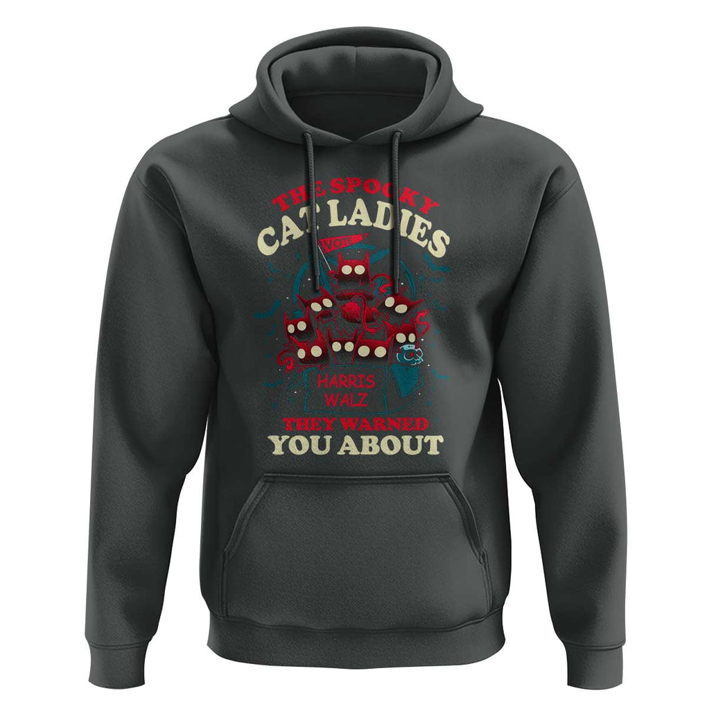 Harris Walz Halloween Hoodie The Spooky Cat Ladies They Warned You About Devil Cats TS11 Dark Heather Print Your Wear