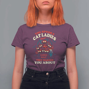 Harris Walz Halloween T Shirt For Women The Spooky Cat Ladies They Warned You About Devil Cats TS11 Maroon Print Your Wear