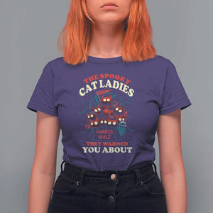 Harris Walz Halloween T Shirt For Women The Spooky Cat Ladies They Warned You About Devil Cats TS11 Purple Print Your Wear