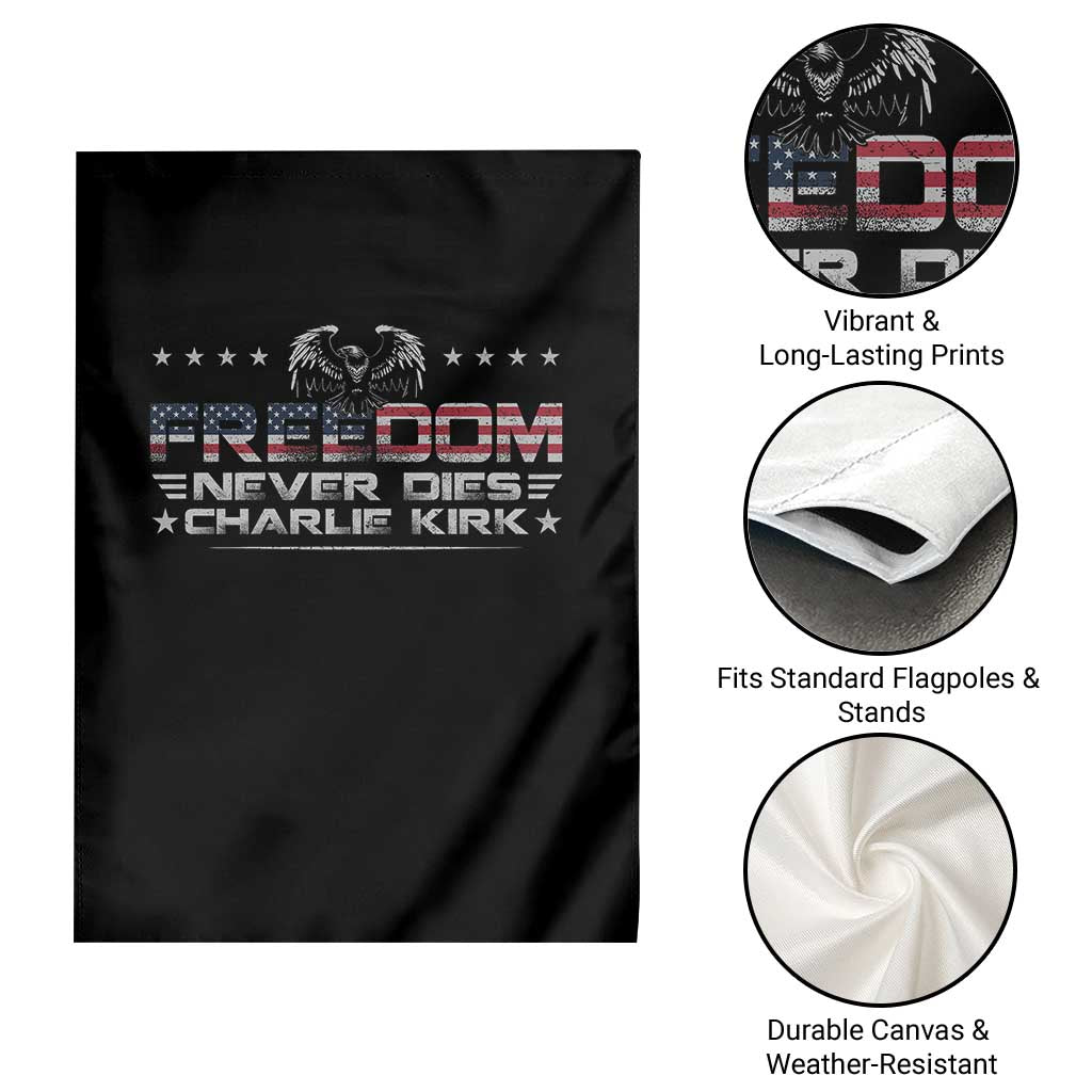 Freedom Never Dies Charlie Kirk Garden Flag Vintage American Flag TS11 Print Your Wear