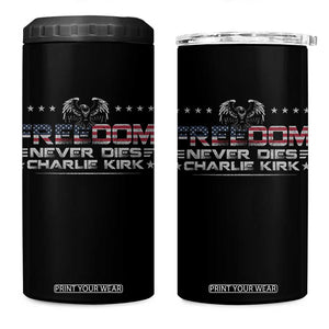 Freedom Never Dies Charlie Kirk 4 in 1 Can Cooler Tumbler Vintage American Flag TS11 One Size: 16 oz Black Print Your Wear