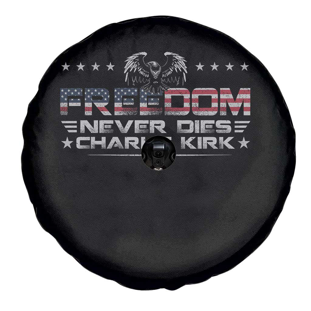 Freedom Never Dies Charlie Kirk Spare Tire Cover Vintage American Flag TS11 Print Your Wear