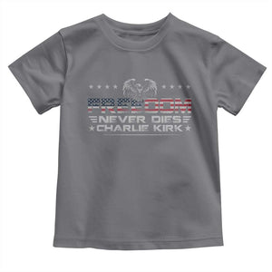 Freedom Never Dies Charlie Kirk Toddler T Shirt Vintage American Flag TS11 Charcoal Print Your Wear