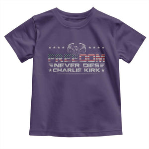 Freedom Never Dies Charlie Kirk Toddler T Shirt Vintage American Flag TS11 Purple Print Your Wear