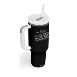 Freedom Never Dies Charlie Kirk Tumbler With Handle Vintage American Flag TS11 Print Your Wear