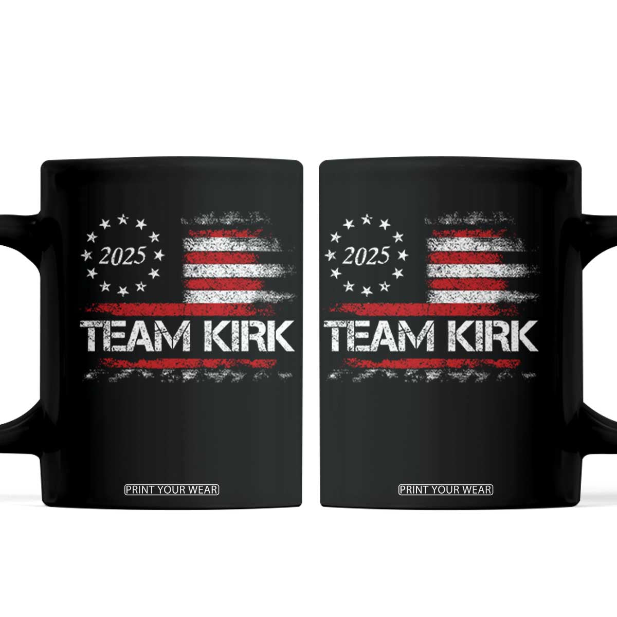 Team Kirk 2025 Coffee Mug Charlie Kirk Freedom Vintage American Flag TS11 Black Print Your Wear