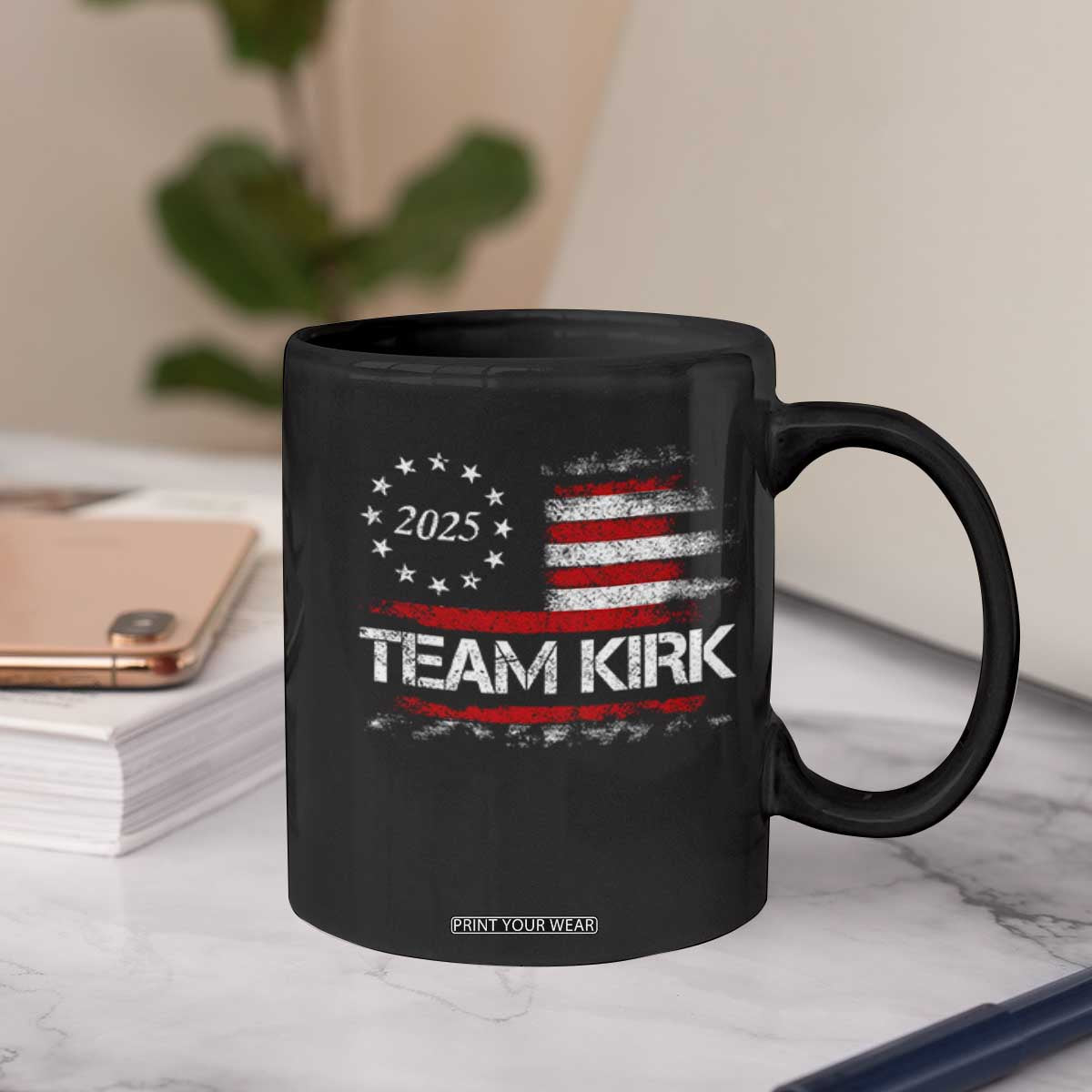 Team Kirk 2025 Coffee Mug Charlie Kirk Freedom Vintage American Flag TS11 Print Your Wear