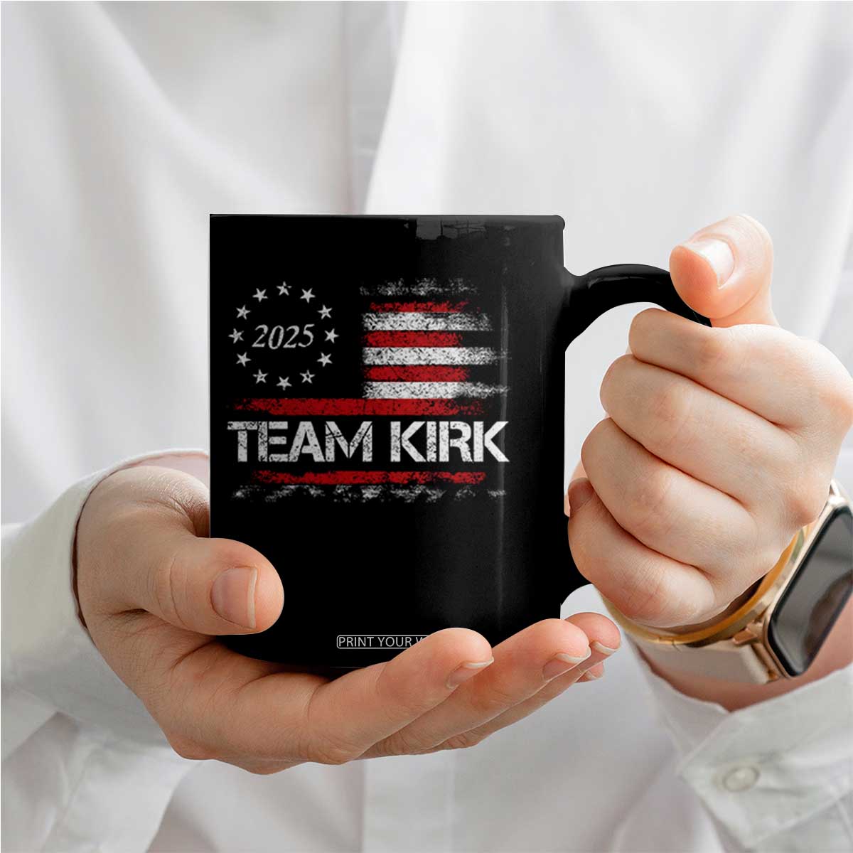 Team Kirk 2025 Coffee Mug Charlie Kirk Freedom Vintage American Flag TS11 Print Your Wear