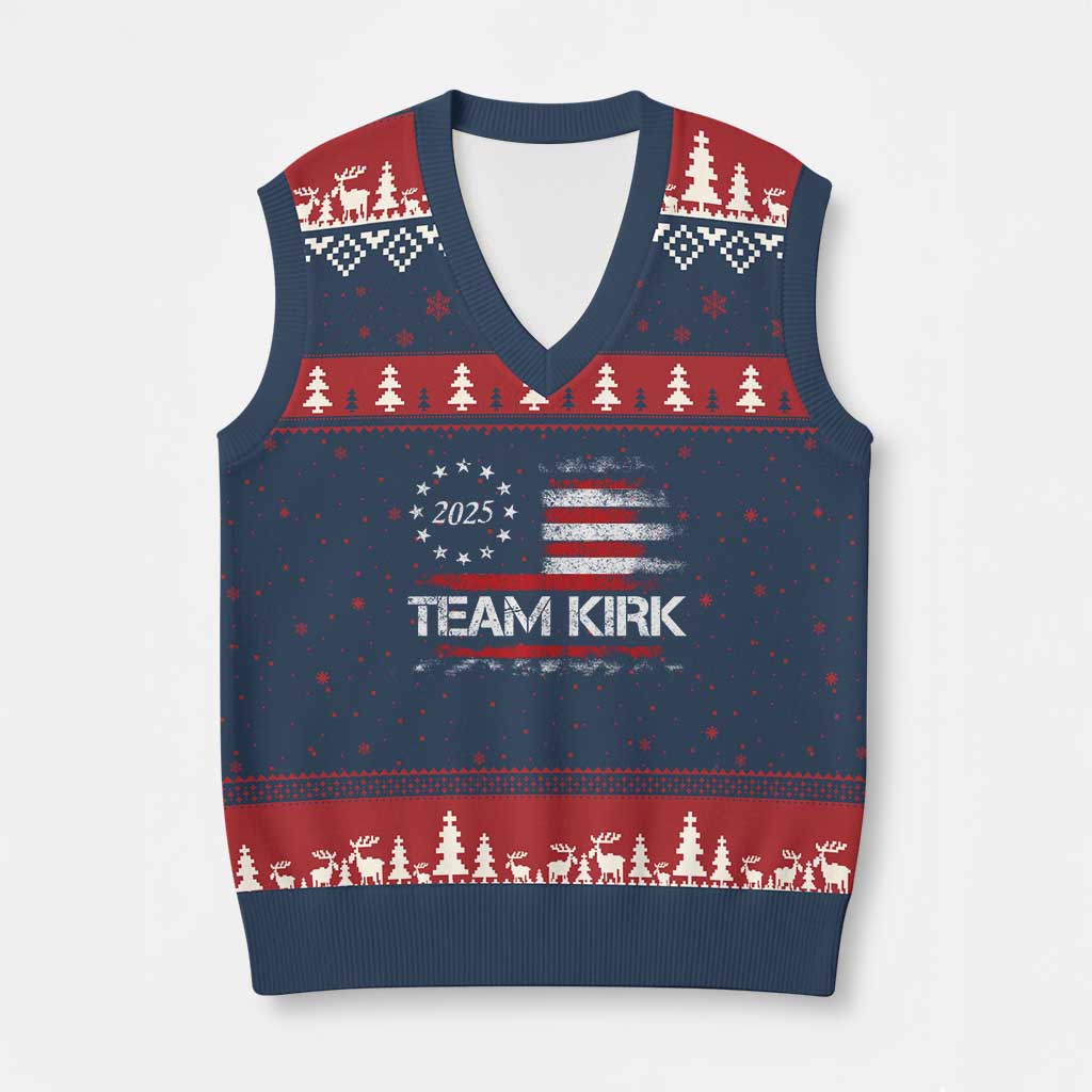 Team Kirk 2025 V-Neck Knit Sweater Vest Charlie Kirk Freedom Vintage American Flag TS11 Navy Red Print Your Wear