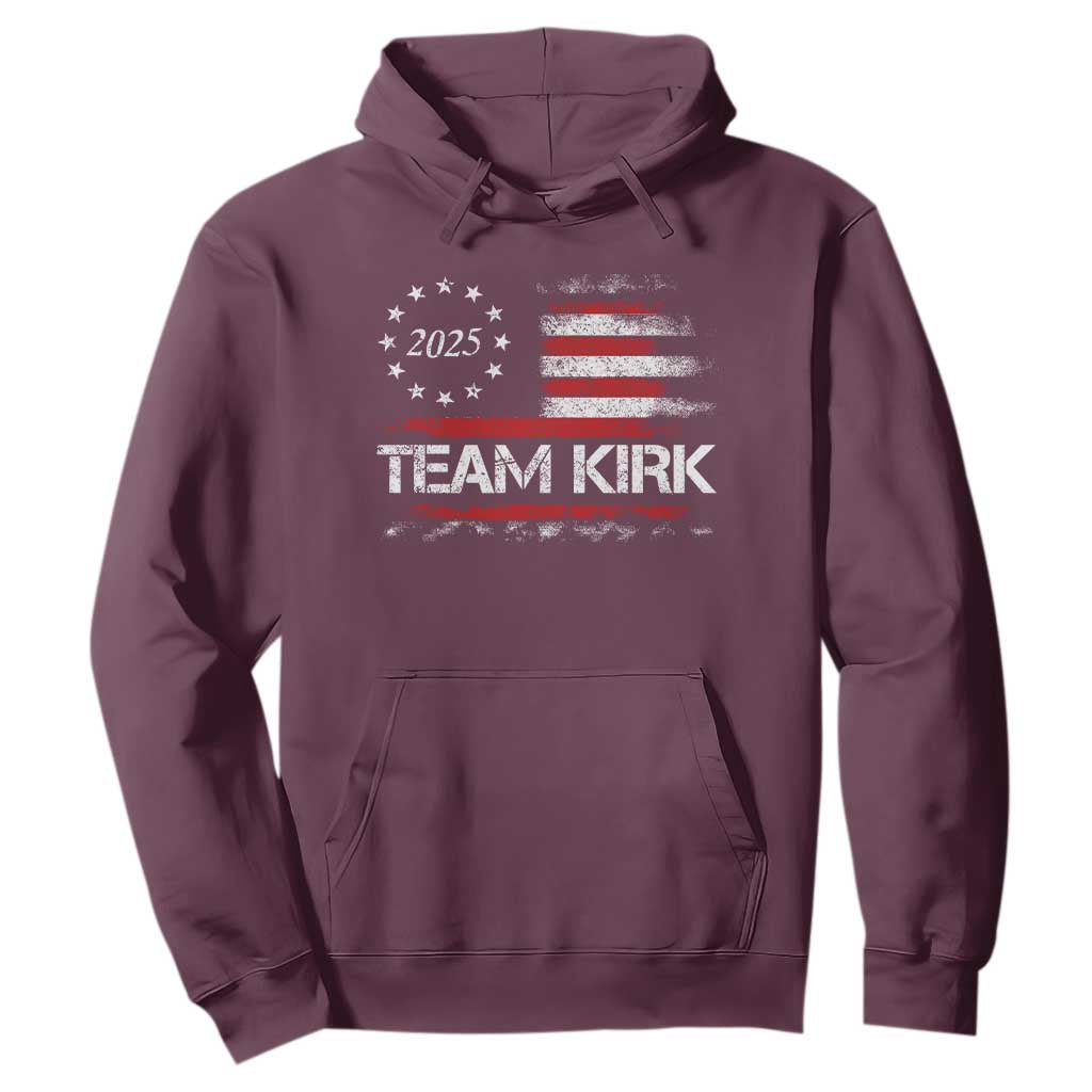 Team Kirk 2025 Hoodie Charlie Kirk Freedom Vintage American Flag TS11 Maroon Print Your Wear
