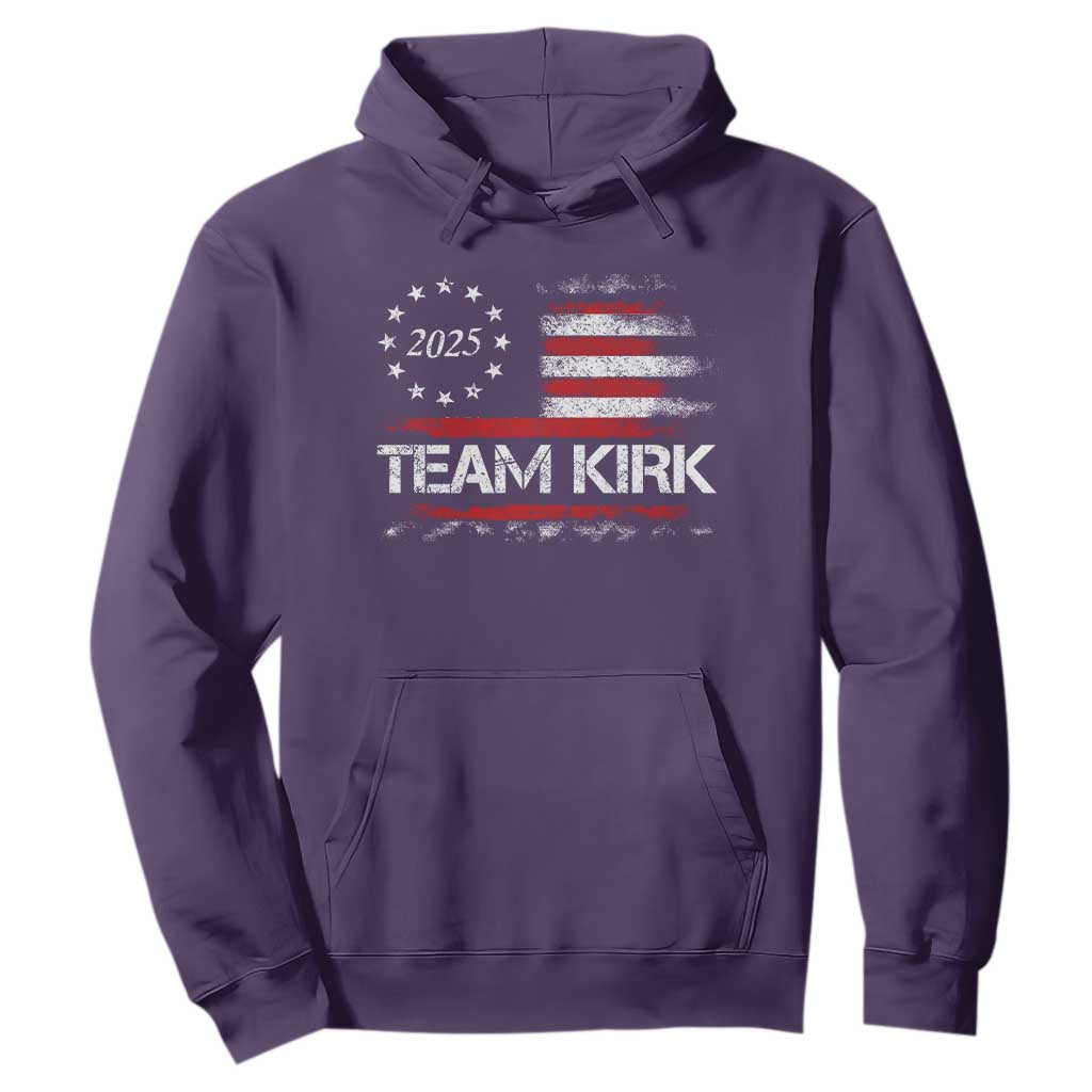 Team Kirk 2025 Hoodie Charlie Kirk Freedom Vintage American Flag TS11 Purple Print Your Wear