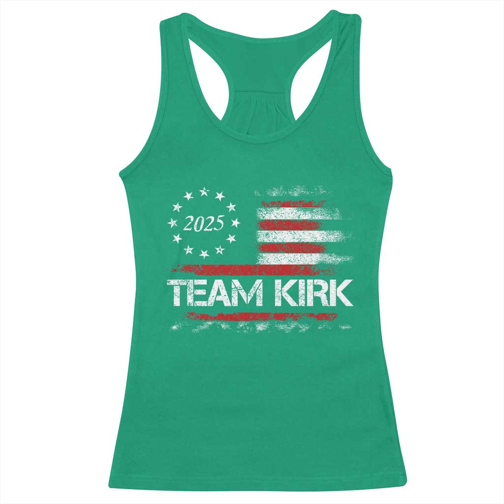 Team Kirk 2025 Racerback Tank Top Charlie Kirk Freedom Vintage American Flag TS11 Irish Green Print Your Wear