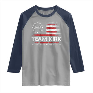 Team Kirk 2025 Raglan Shirt Charlie Kirk Freedom Vintage American Flag TS11 Sport Gray Navy Print Your Wear
