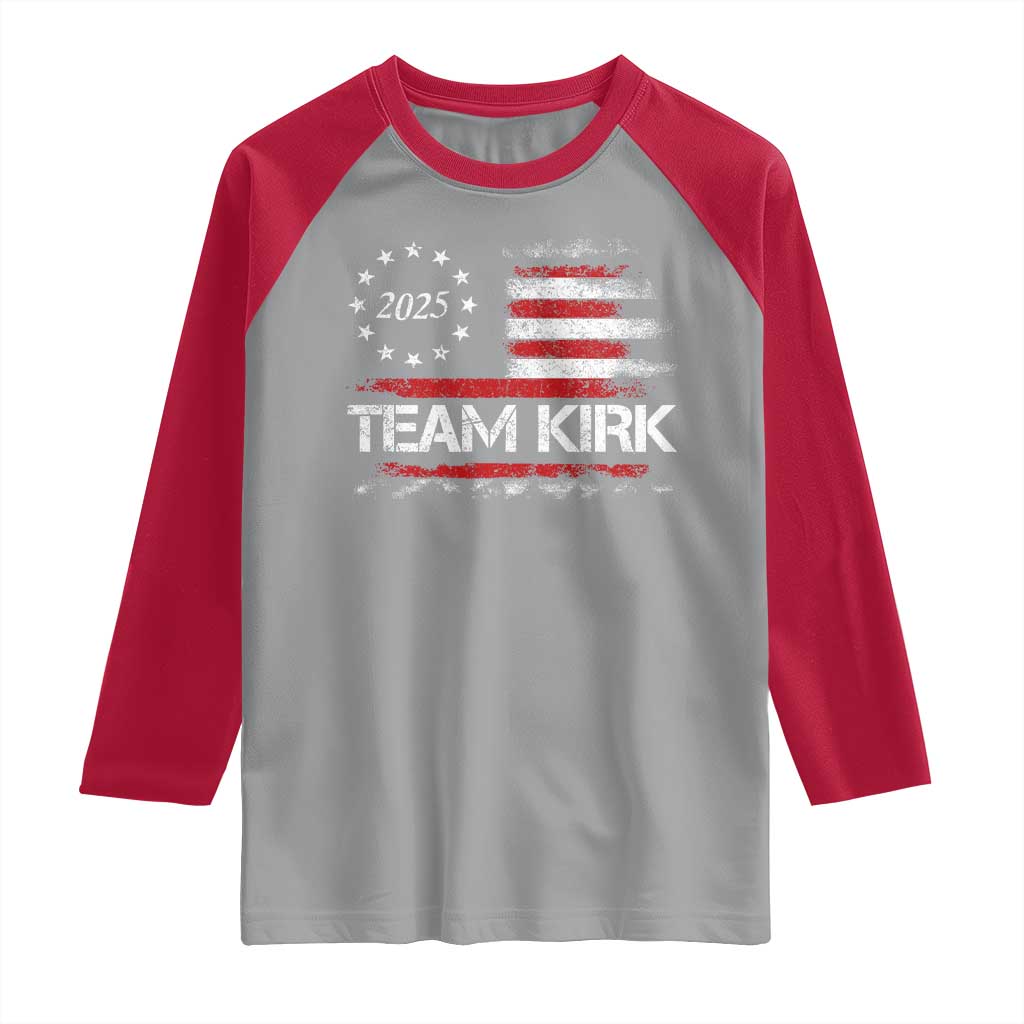 Team Kirk 2025 Raglan Shirt Charlie Kirk Freedom Vintage American Flag TS11 Sport Gray Red Print Your Wear