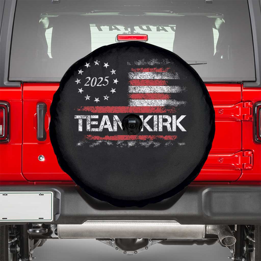 Team Kirk 2025 Spare Tire Cover Charlie Kirk Freedom Vintage American Flag TS11 Black Print Your Wear