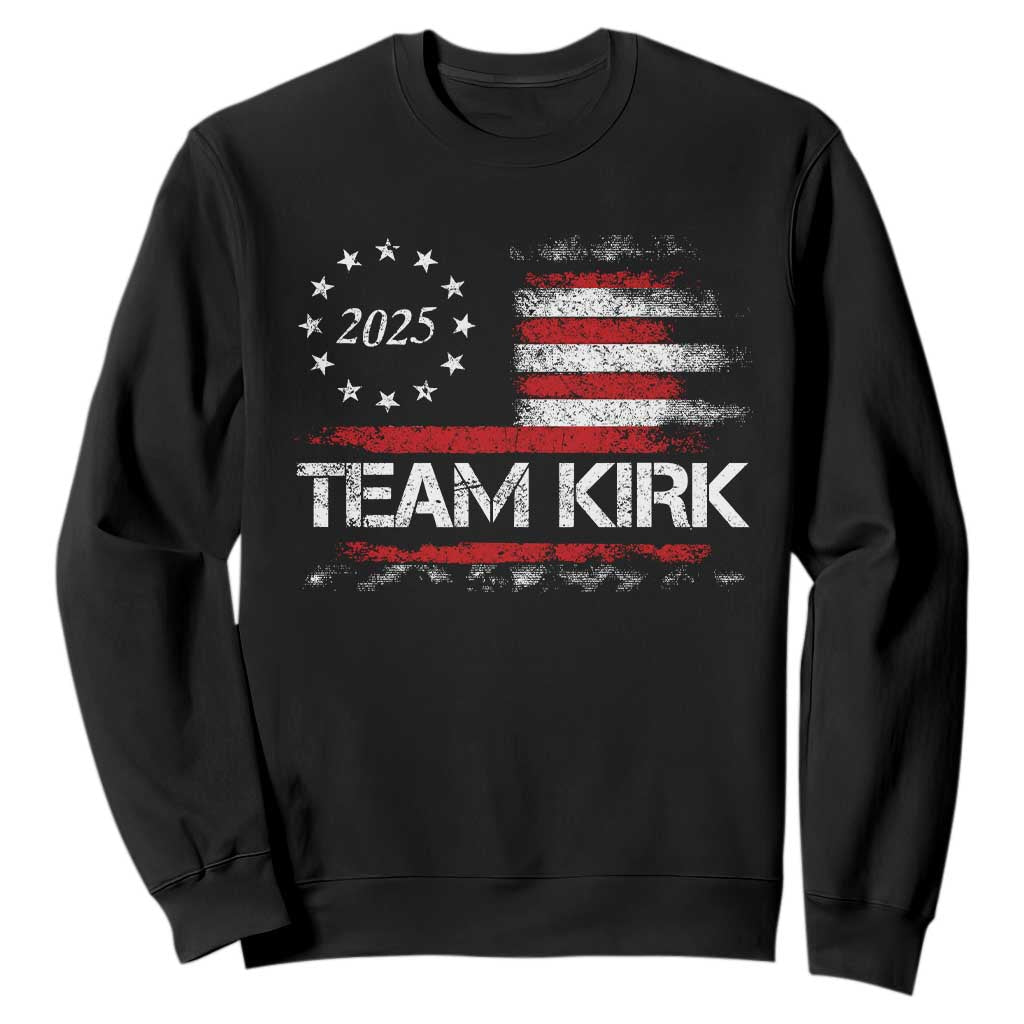 Team Kirk 2025 Sweatshirt Charlie Kirk Freedom Vintage American Flag TS11 Black Print Your Wear