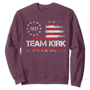 Team Kirk 2025 Sweatshirt Charlie Kirk Freedom Vintage American Flag TS11 Maroon Print Your Wear