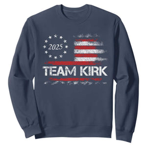 Team Kirk 2025 Sweatshirt Charlie Kirk Freedom Vintage American Flag TS11 Navy Print Your Wear