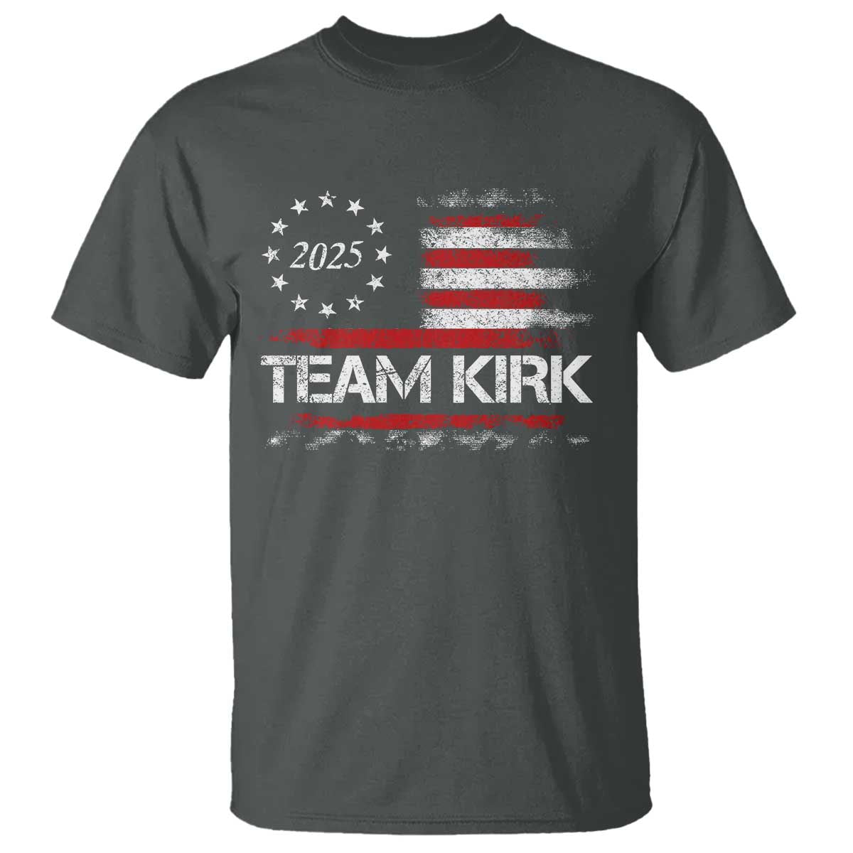 Team Kirk 2025 T Shirt Charlie Kirk Freedom Vintage American Flag TS11 Dark Heather Print Your Wear