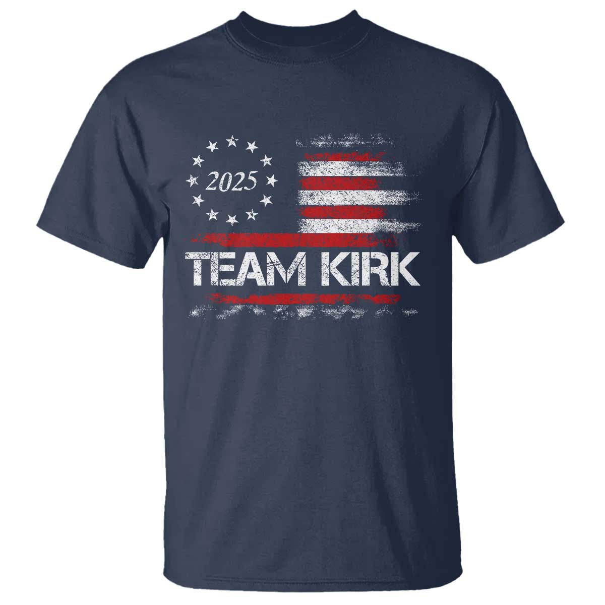 Team Kirk 2025 T Shirt Charlie Kirk Freedom Vintage American Flag TS11 Navy Print Your Wear