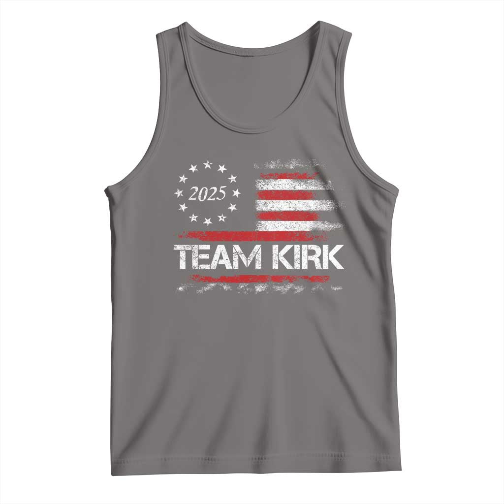Team Kirk 2025 Tank Top Charlie Kirk Freedom Vintage American Flag TS11 Deep Heather Print Your Wear