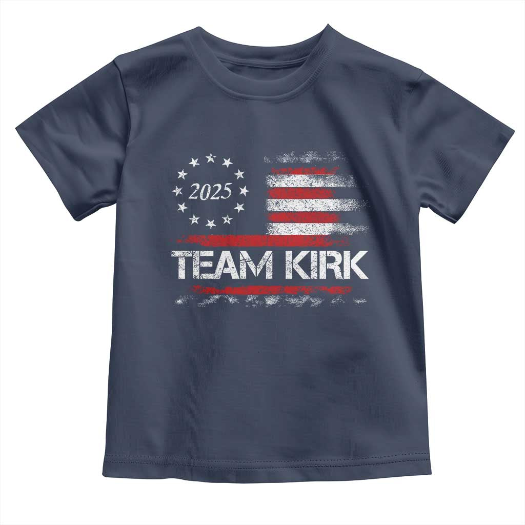 Team Kirk 2025 Toddler T Shirt Charlie Kirk Freedom Vintage American Flag TS11 Navy Print Your Wear