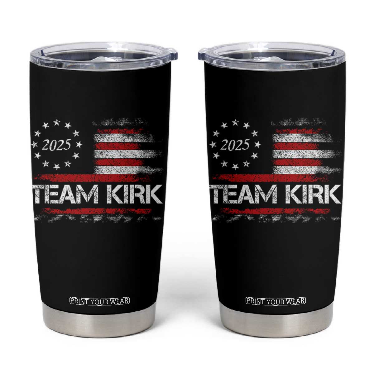 Team Kirk 2025 Tumbler Cup Charlie Kirk Freedom Vintage American Flag TS11 Black Print Your Wear