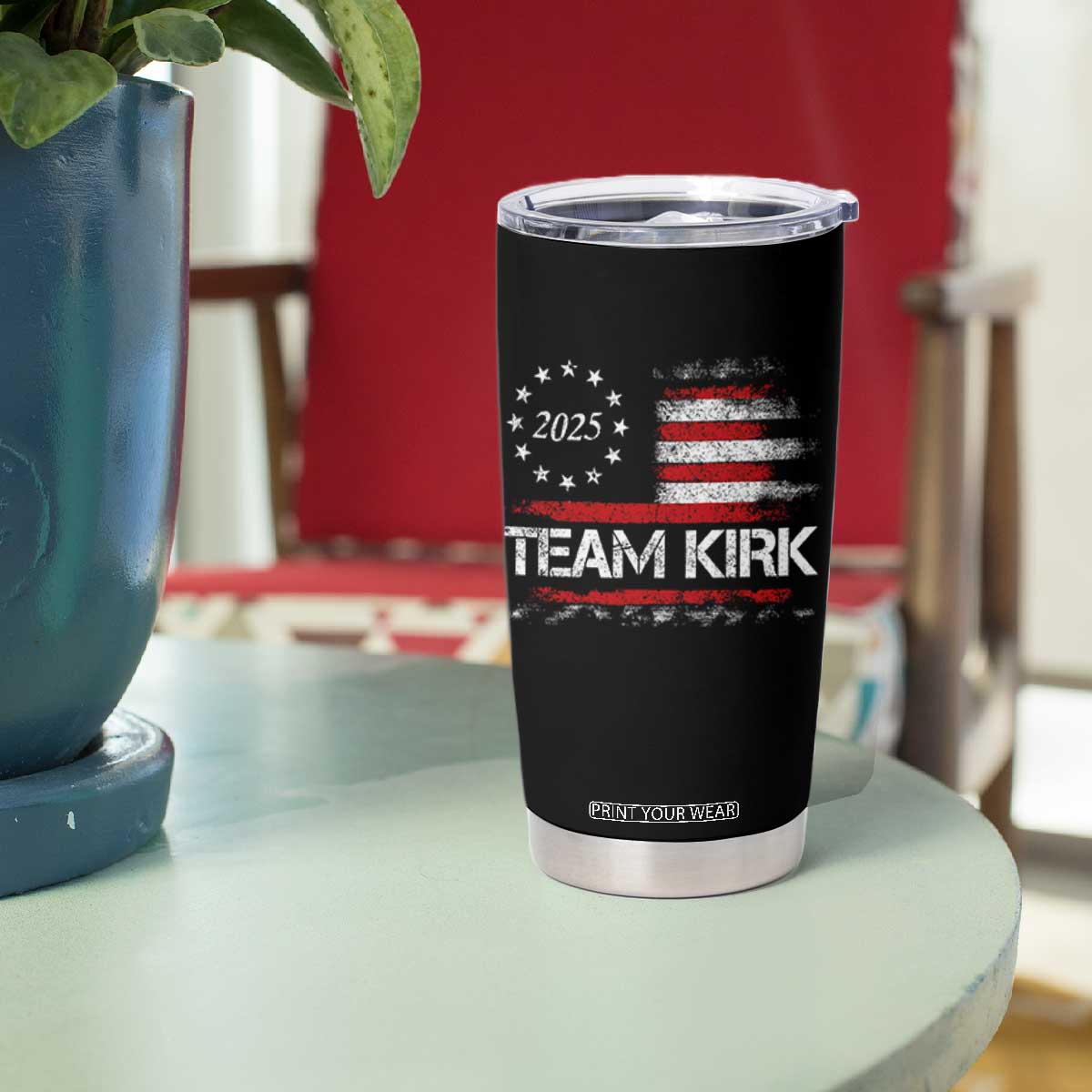 Team Kirk 2025 Tumbler Cup Charlie Kirk Freedom Vintage American Flag TS11 Print Your Wear