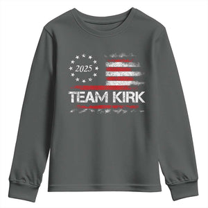 Team Kirk 2025 Youth Sweatshirt Charlie Kirk Freedom Vintage American Flag TS11 Dark Heather Print Your Wear