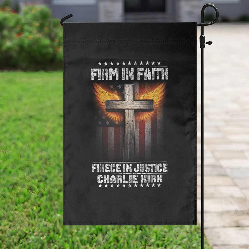Firm In Faith Fierce In Justice Charlie Kirk Garden Flag Christian Cross American Flag TS11 Print Your Wear