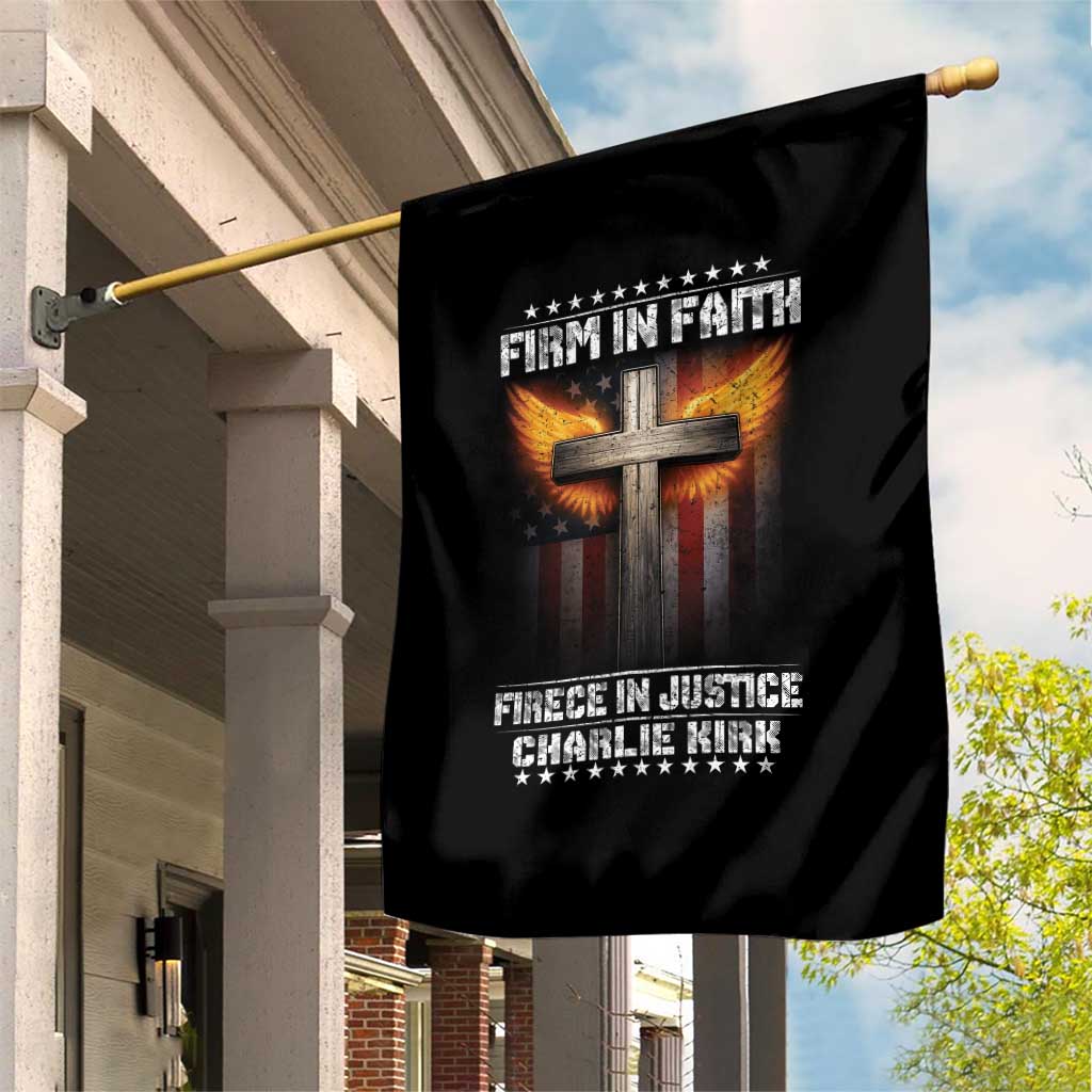 Firm In Faith Fierce In Justice Charlie Kirk Garden Flag Christian Cross American Flag TS11 Print Your Wear