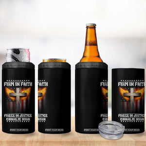 Firm In Faith Fierce In Justice Charlie Kirk 4 in 1 Can Cooler Tumbler Christian Cross American Flag TS11 Print Your Wear