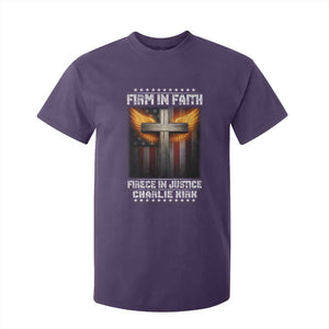Firm In Faith Fierce In Justice Charlie Kirk T Shirt For Kid Christian Cross American Flag TS11 Purple Print Your Wear