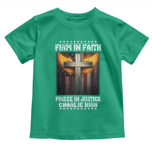 Firm In Faith Fierce In Justice Charlie Kirk Toddler T Shirt Christian Cross American Flag TS11 Irish Green Print Your Wear
