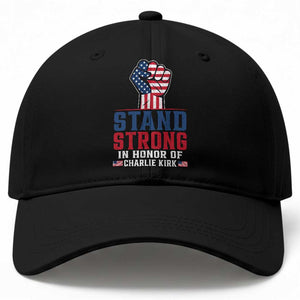 Stand Strong In Honor Of Charlie Kirk Baseball Cap Handfist American Flag TS11 Print Your Wear